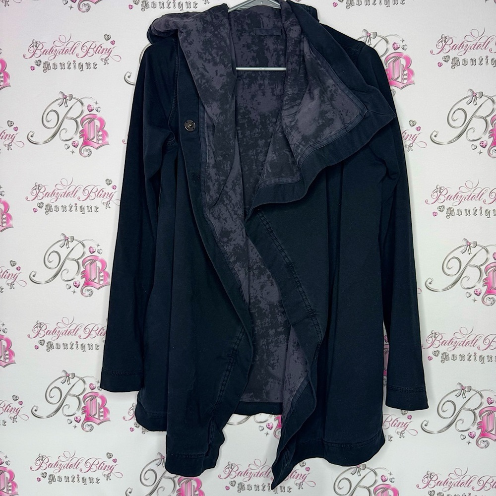Lululemon wrap sweater cardigan reversible 2 way blanket style long black grey